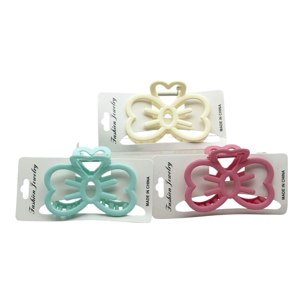 Hello Kitty Bow 3 Set of Hair Clips - Pink, Cream, and Blue